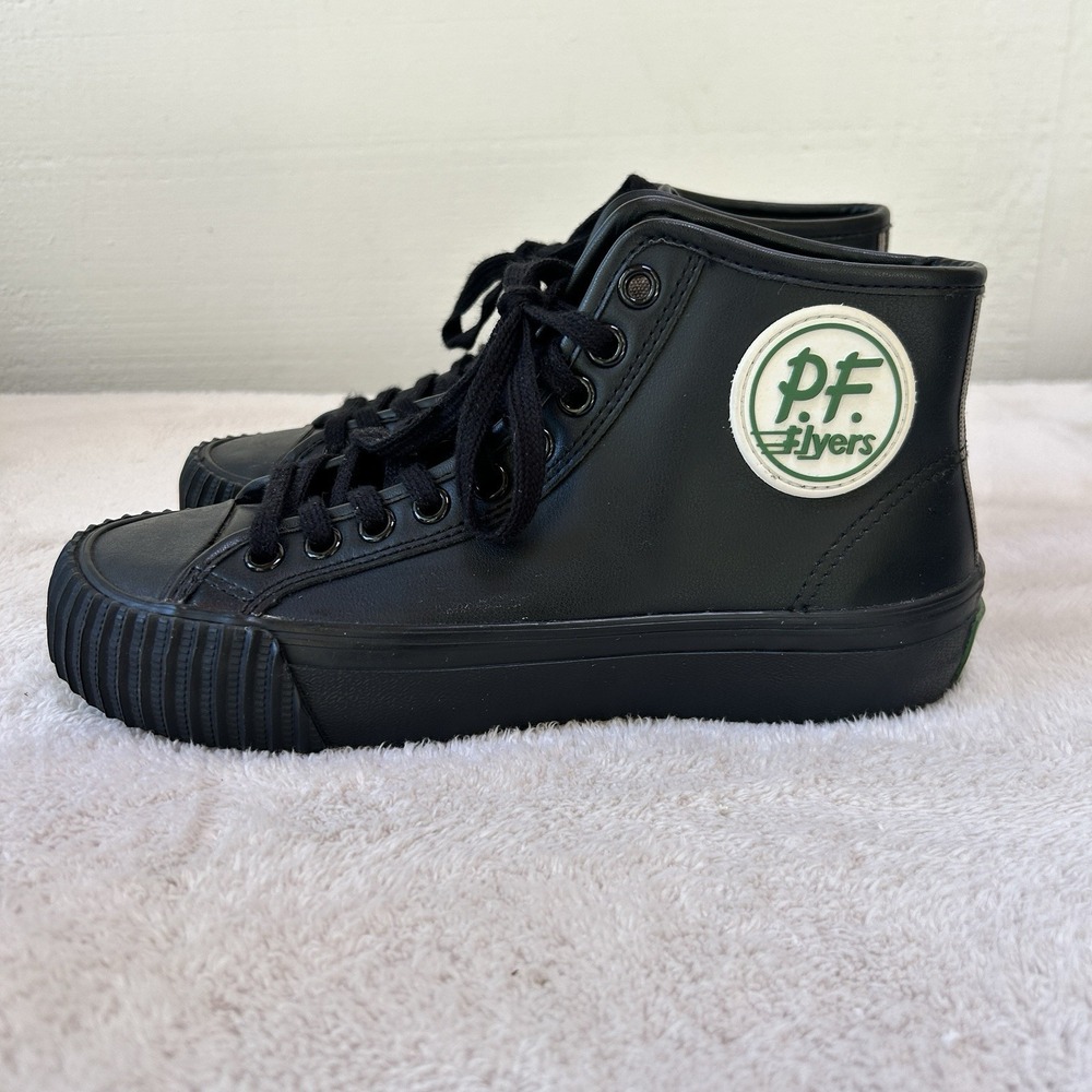 PF Flyers Center Hi Top Shoes Leather Sandlot Benny The Jet Triple Blk M 4/W 5.5